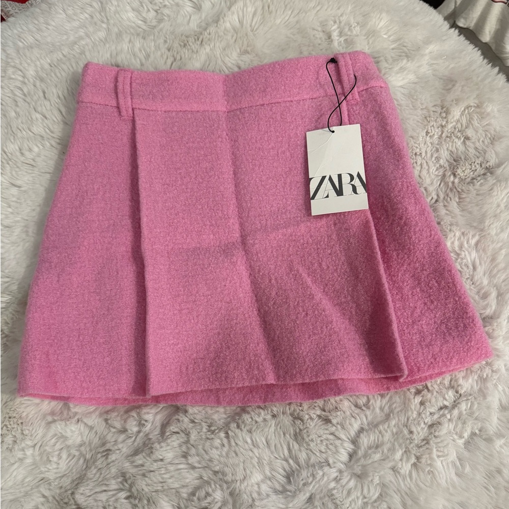 Zara Pink Pleated A-Line Mini Skirt